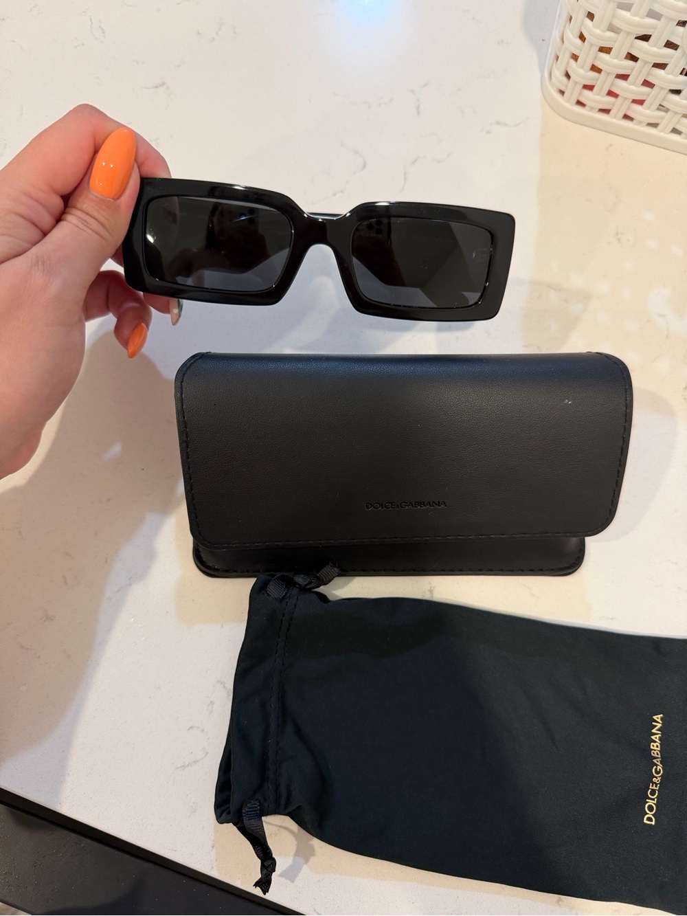 Dolce & Gabbana Black Rectangular Frame Sunglasses